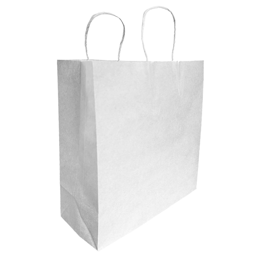White Kraft Paper Bag With Twist Handle 250x140x300mm Pack 250 - Propus Packaging