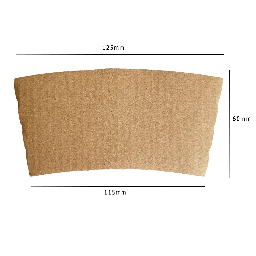 Kraft Clutch Sleeves For 12oz/16oz Paper Cups Dimensions - Propus Packaging