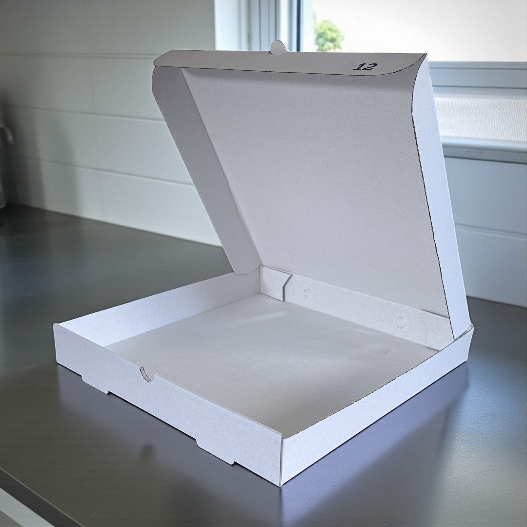 12" White Pizza Box Open - Propus Packaging