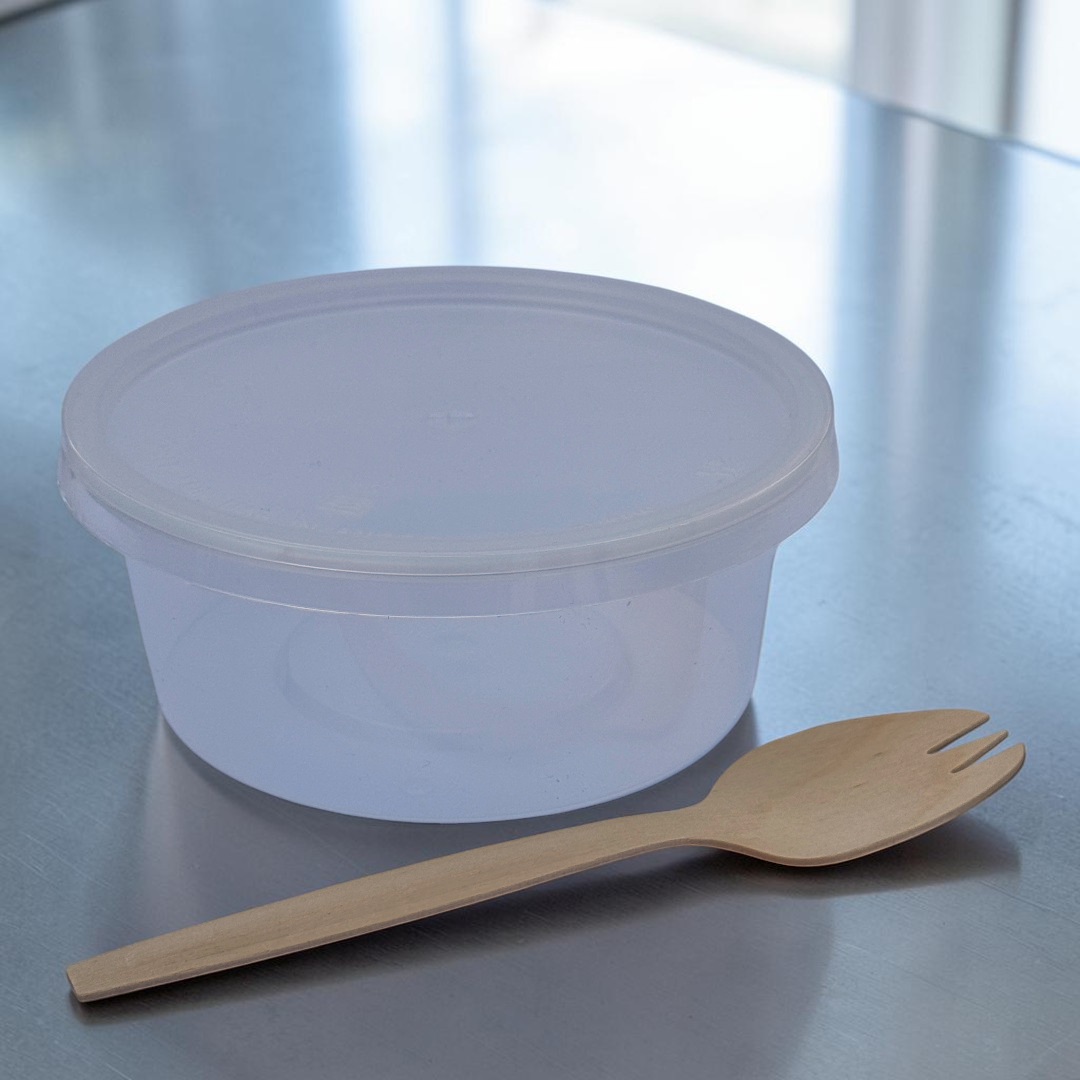 12oz Round PP Clear Microwave Container With Lid 340ml Closed - Propus Packaging
