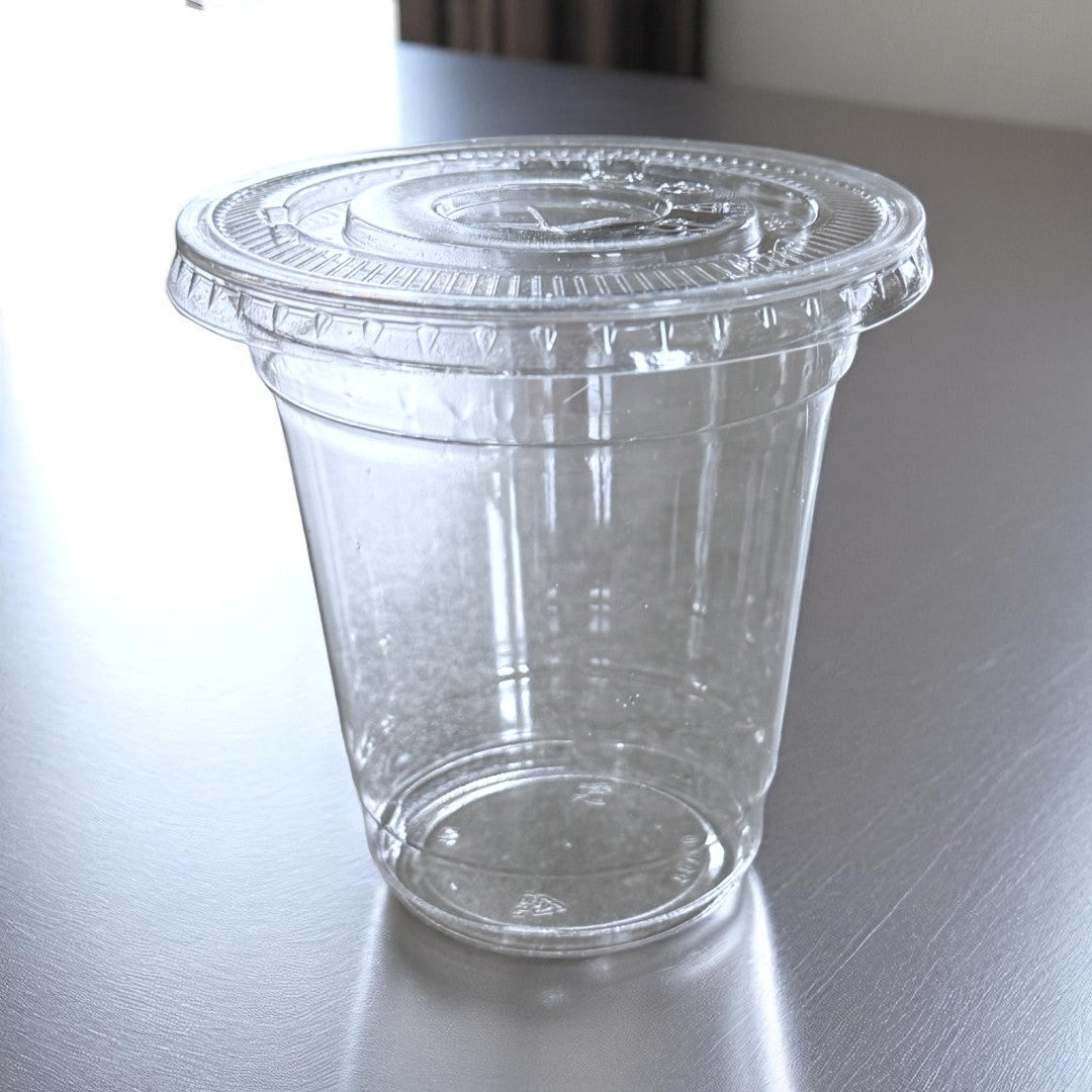 Clear 12oz Smoothie Cups With Flat Lid With Cross Hole - Propus Packaging