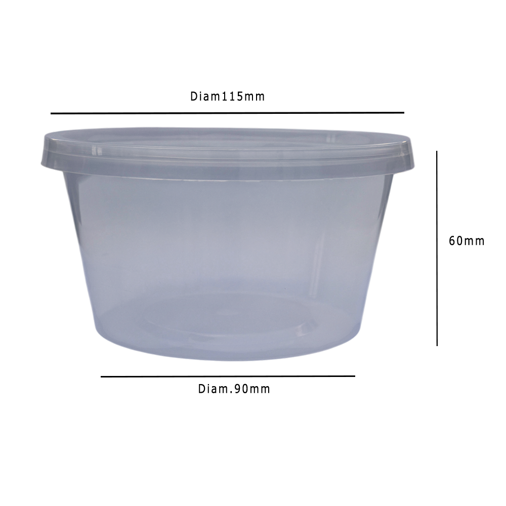 16oz Round PP Clear Microwave Container With Lid 450ml Dimensions - Propus Packaging