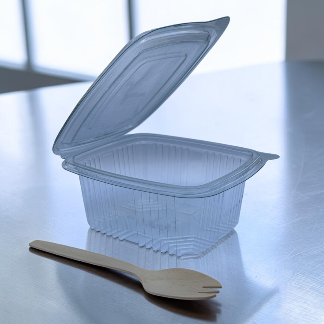 17oz PET Clear Hinged Plastic Container 500ml Open - Propus Packaging