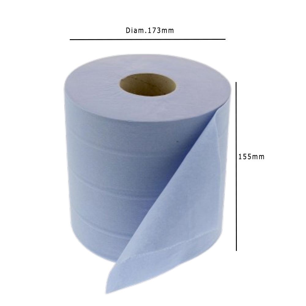 2-Ply Blue Centre Feed Roll 150m 155mm Dimensions - Propus Packaging