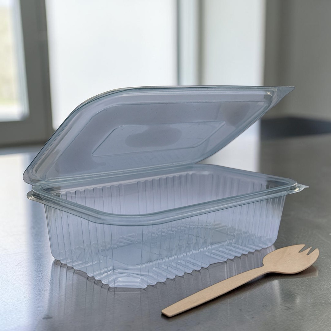 25oz PET Clear Hinged Plastic Container 160x90x50mm 750ml - Propus Packaging