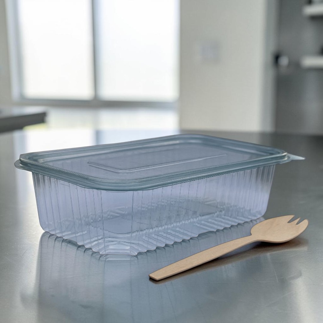 25oz PET Clear Hinged Plastic Container 160x90x50mm 750ml Closed - Propus Packaging