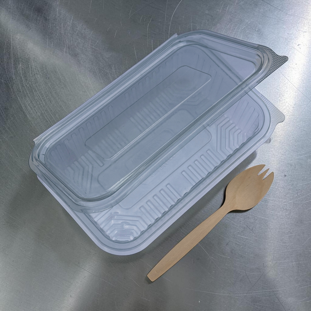 25oz PET Clear Hinged Plastic Container 160x90x50mm 750ml Open - Propus Packaging