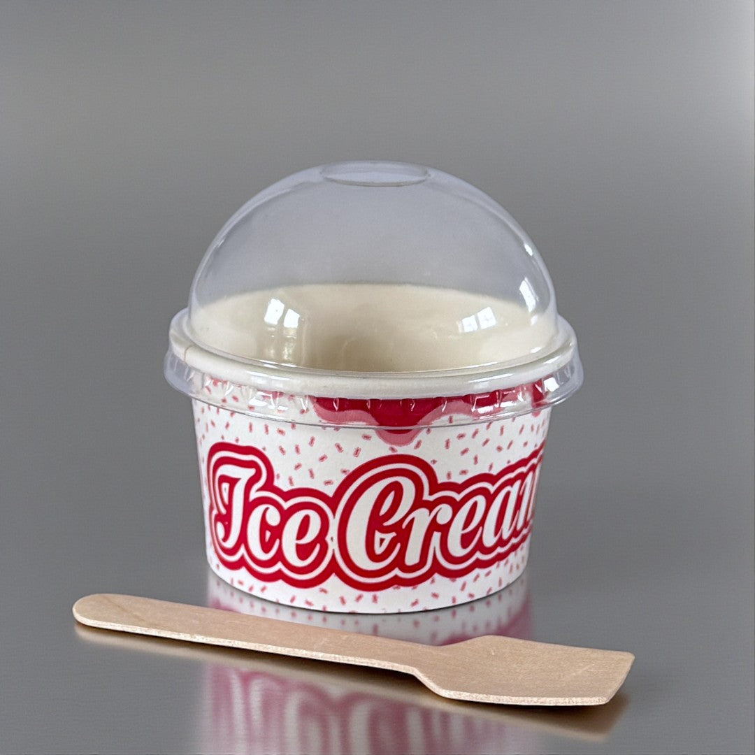 3.5oz Ice Cream Tub With Print With Clear Dome Lid Main - Propus Packaging