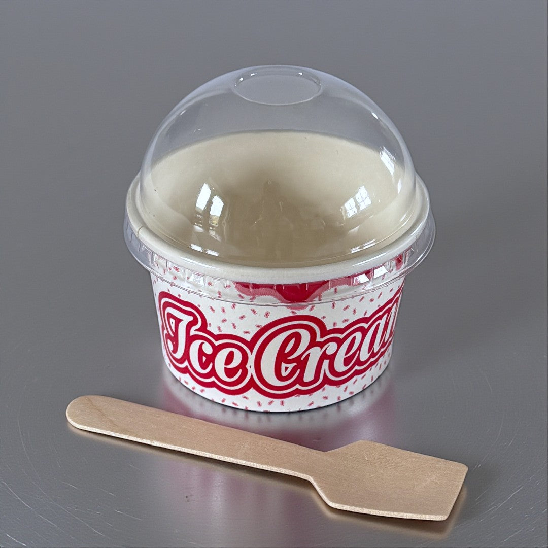 3.5oz Ice Cream Tub With Print With Clear Dome Lid Closed - Propus Packaging