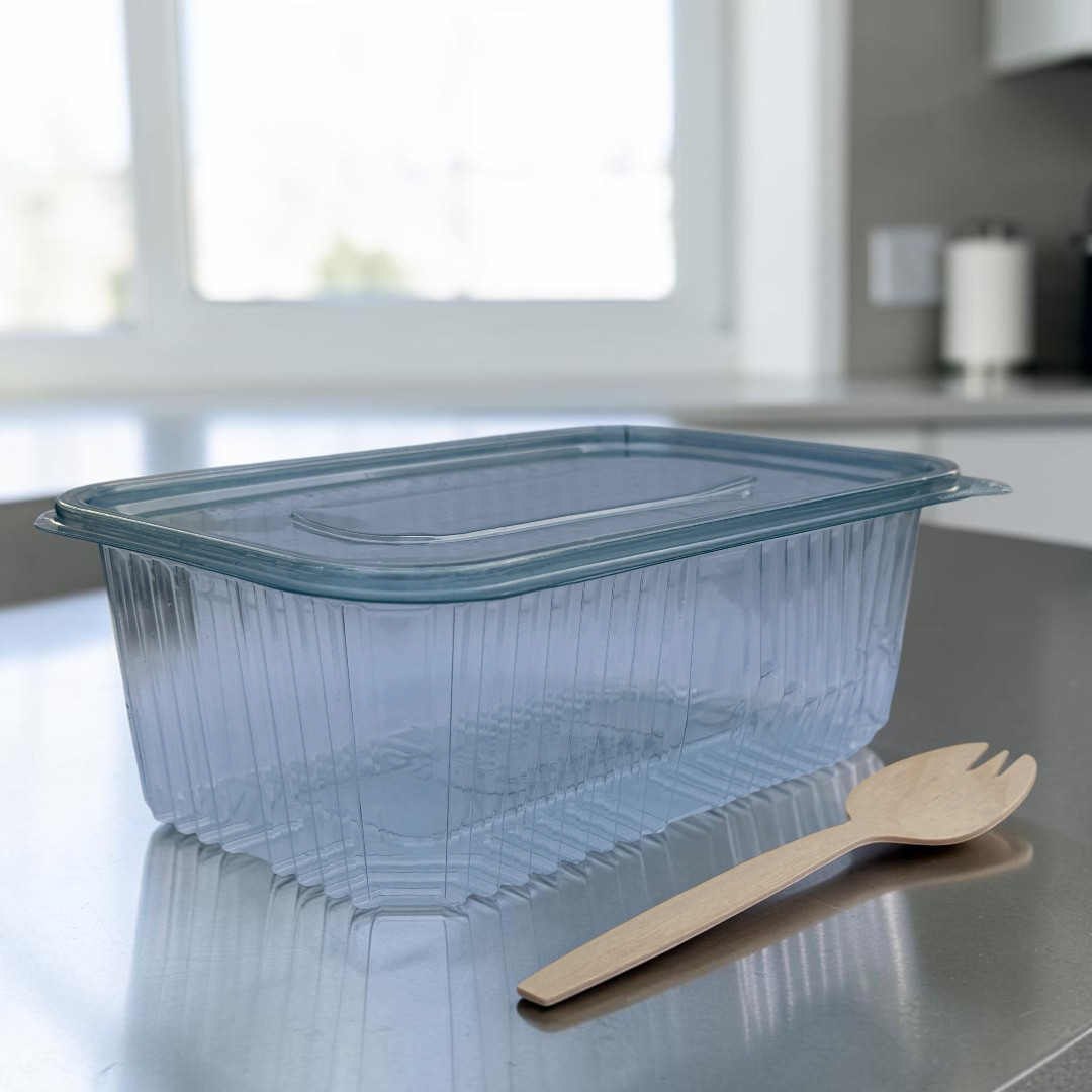 34oz PET Clear Hinged Plastic Container 160x90x60mm 1000ml Closed - Propus Packaging