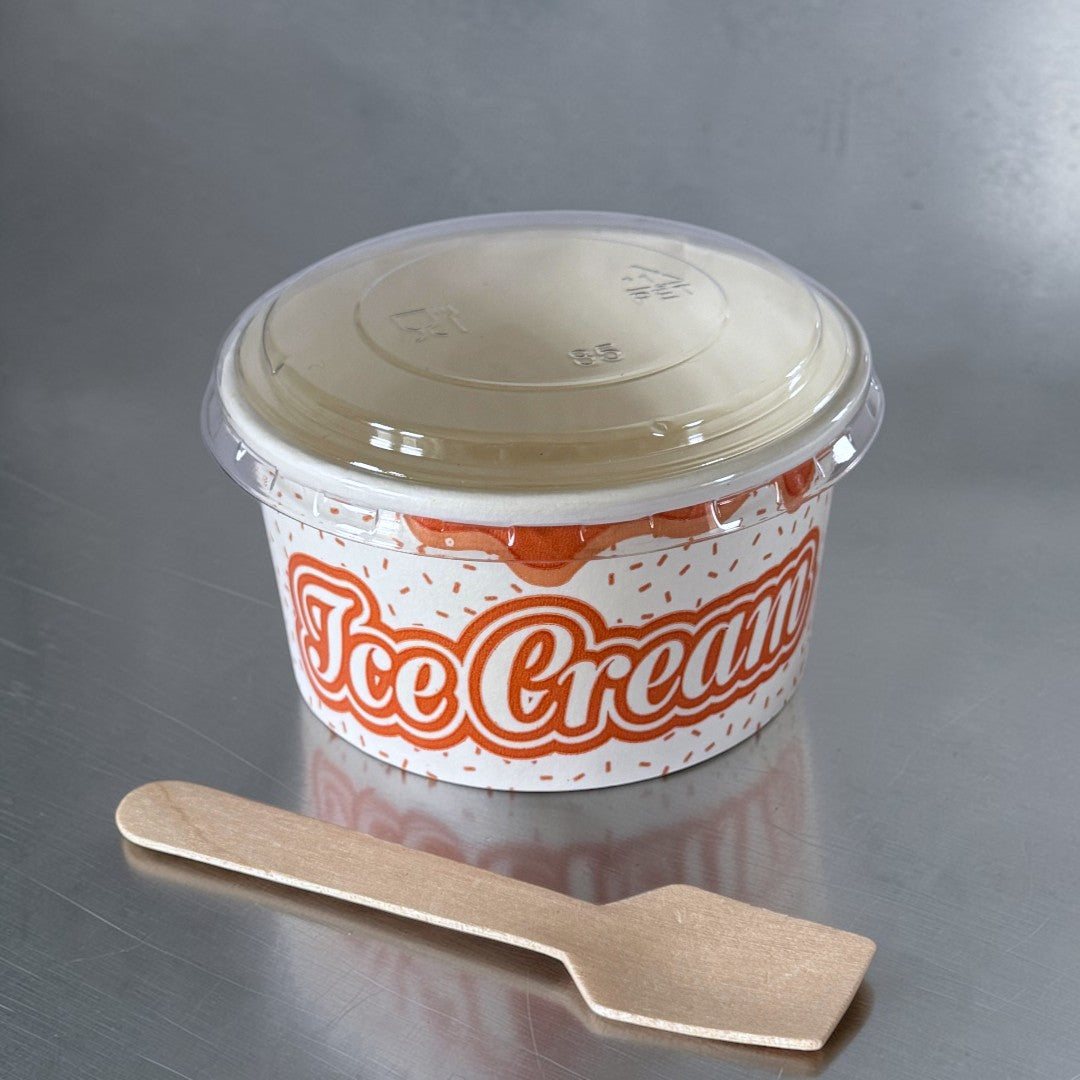 5oz Ice Cream Tub With Print With Clear Flat Lid Closed - Propus Packaging