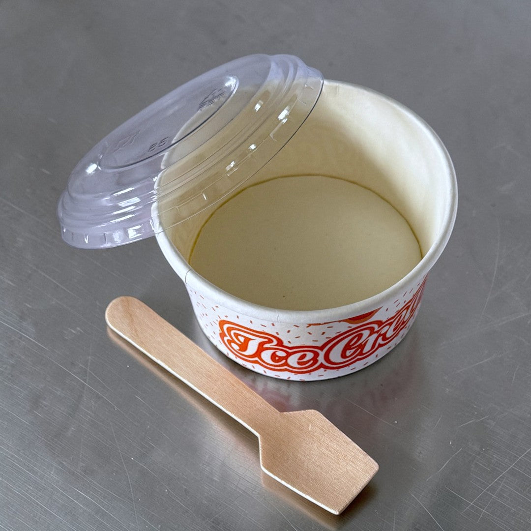 5oz Ice Cream Tub With Print With Clear Flat Lid Open - Propus Packaging
