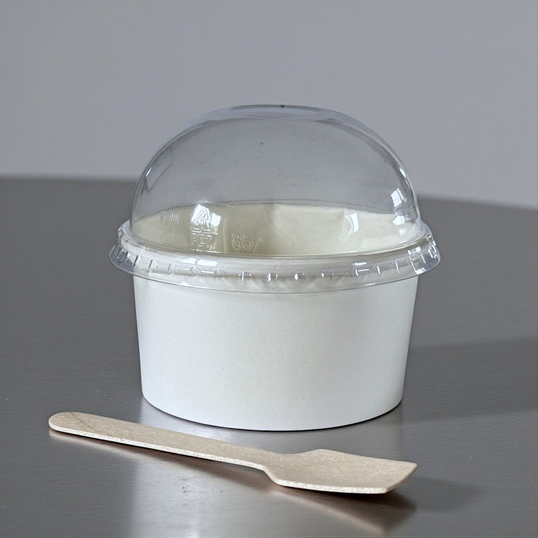 5oz White Ice Cream Tub With Clear Dome Lid Main - Propus Packaging