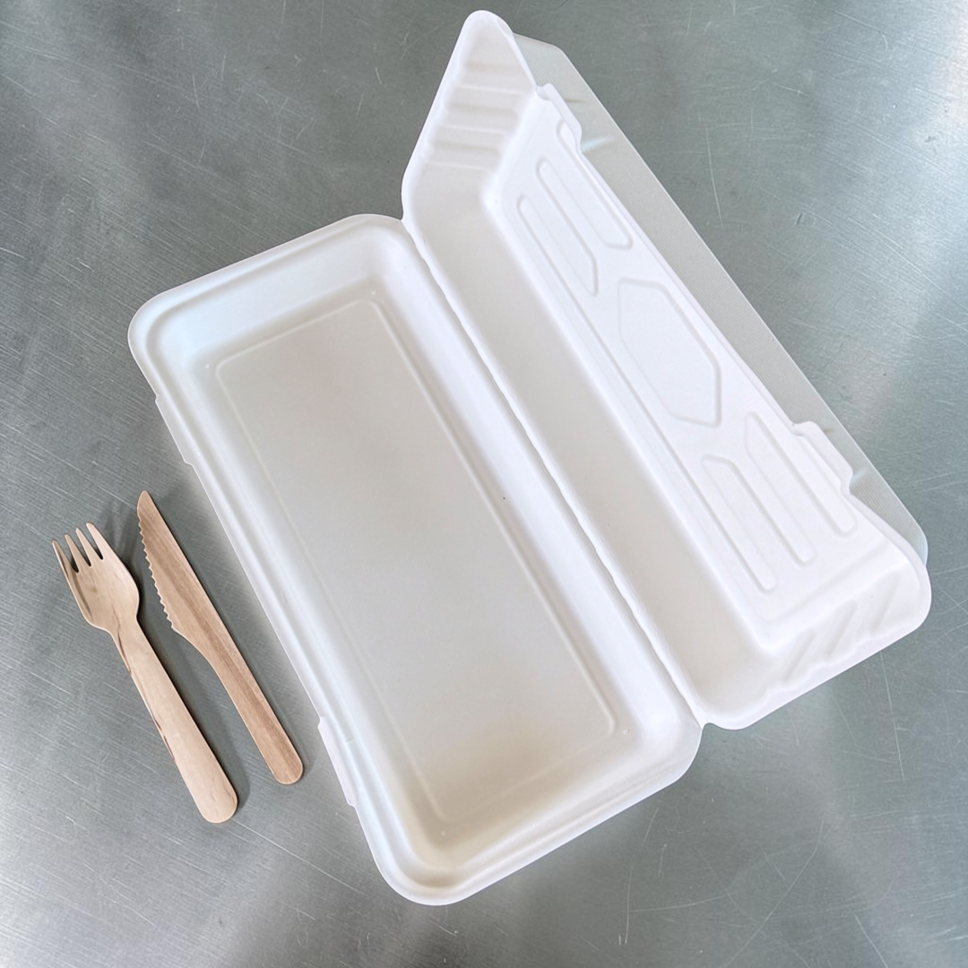 Bagasse 13x6 Clamshell Meal Box 330x155x60mm Overview - Propus Packaging