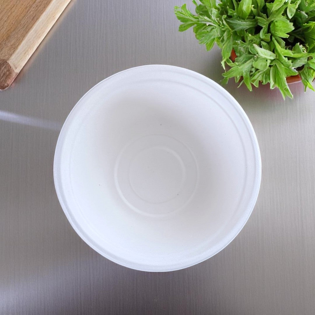 Bagasse 16oz Round Bowl Overhead - Propus Packaging