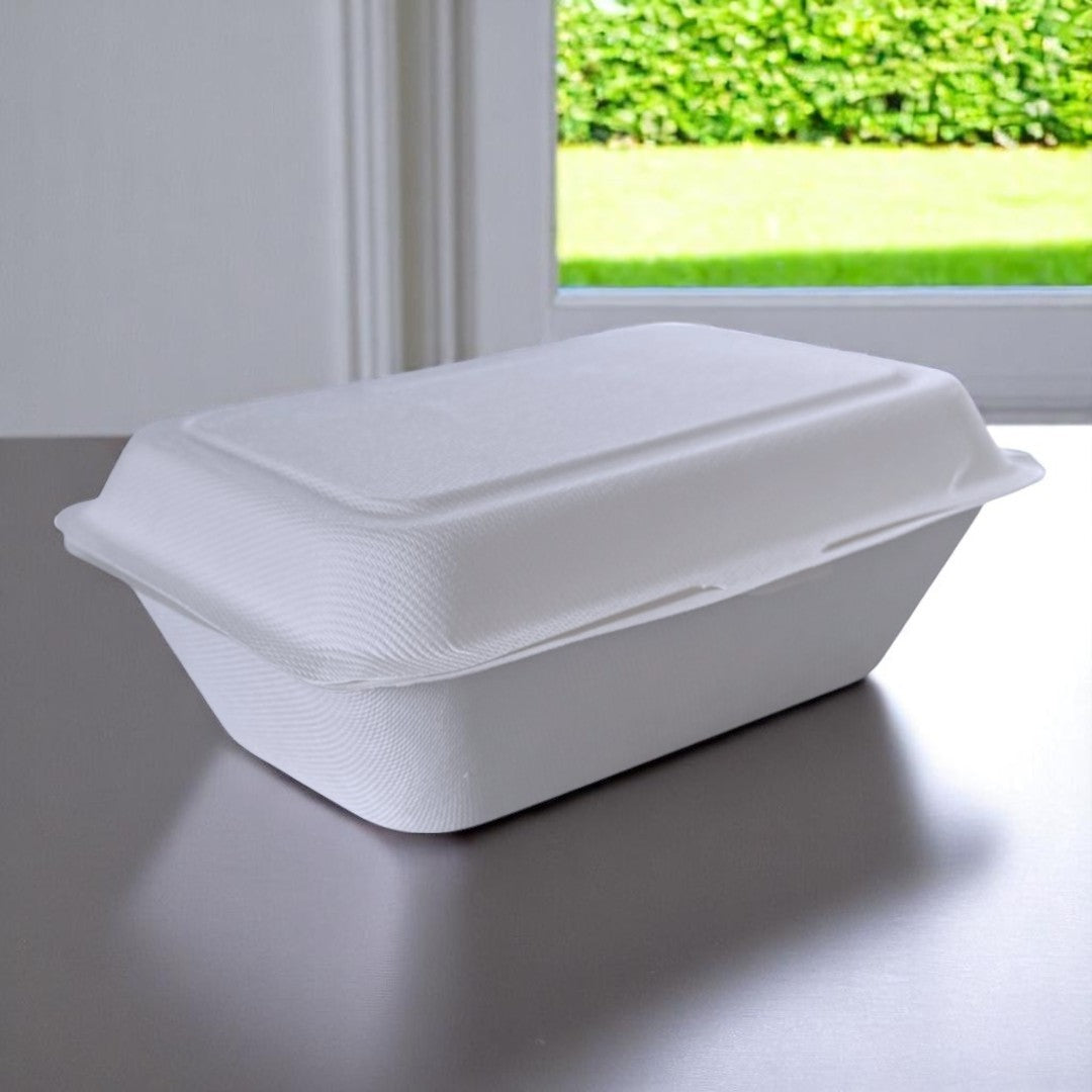 Natural Leaf Bagasse Fish & Chip Box 185x134x65mm Closed - Propus Packaging