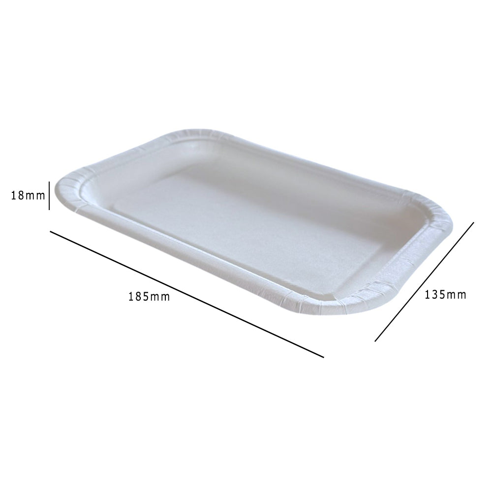 Bagasse Food Tray 185x135x18mm Dimensions - Propus Packaging