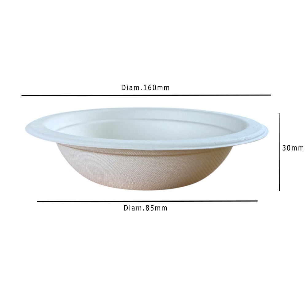 Bagasse 12oz Round Bowl Dimensions - Propus Packaging