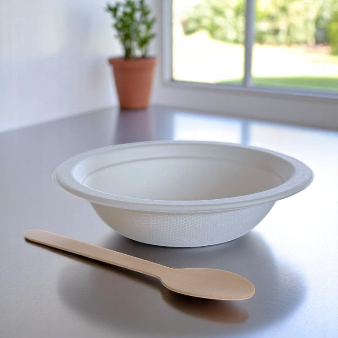 Bagasse 12oz Round Bowl With Spoon - Propus Packaging