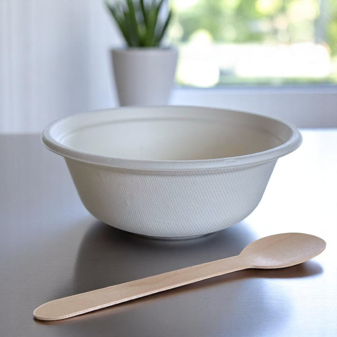 Bagasse 16oz Round Bowl With Spoon - Propus Packaging