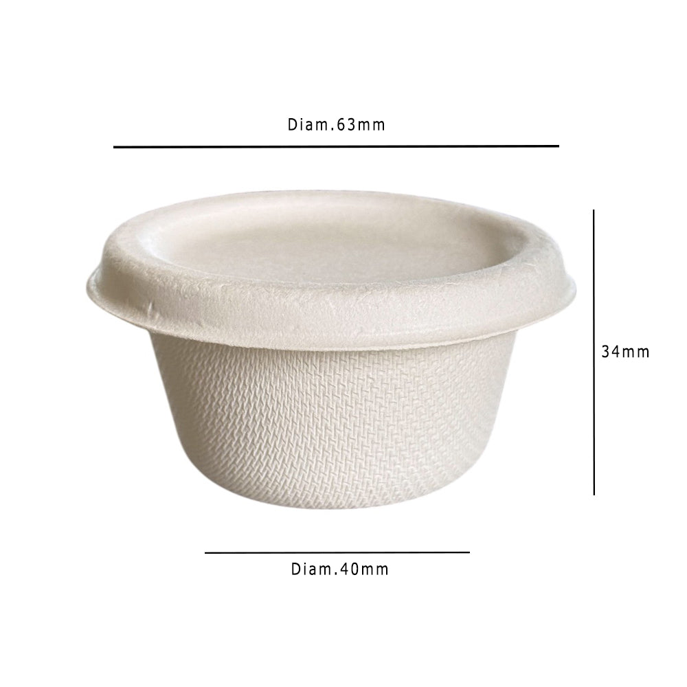 Bagasse White 2oz Portion Pot With Lid Dimensions - Propus Packaging