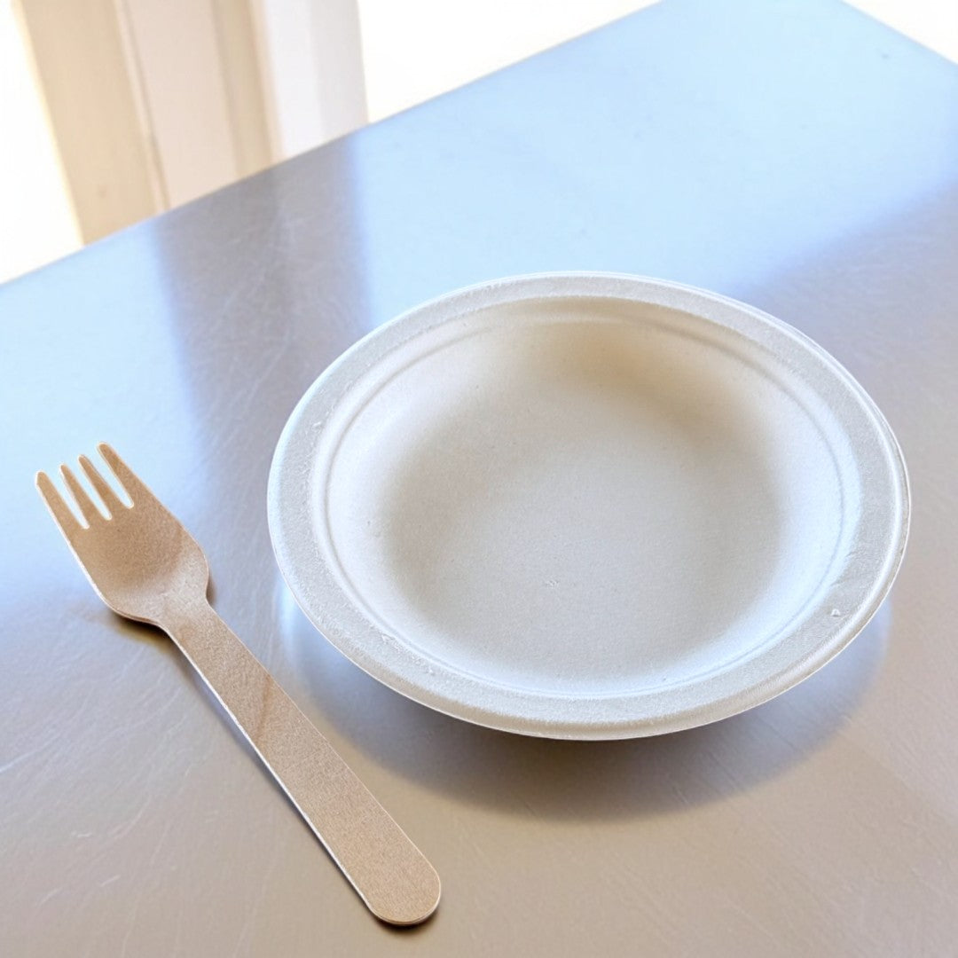 Bagasse 6" Round Plate Diam.155mm - Propus Packaging