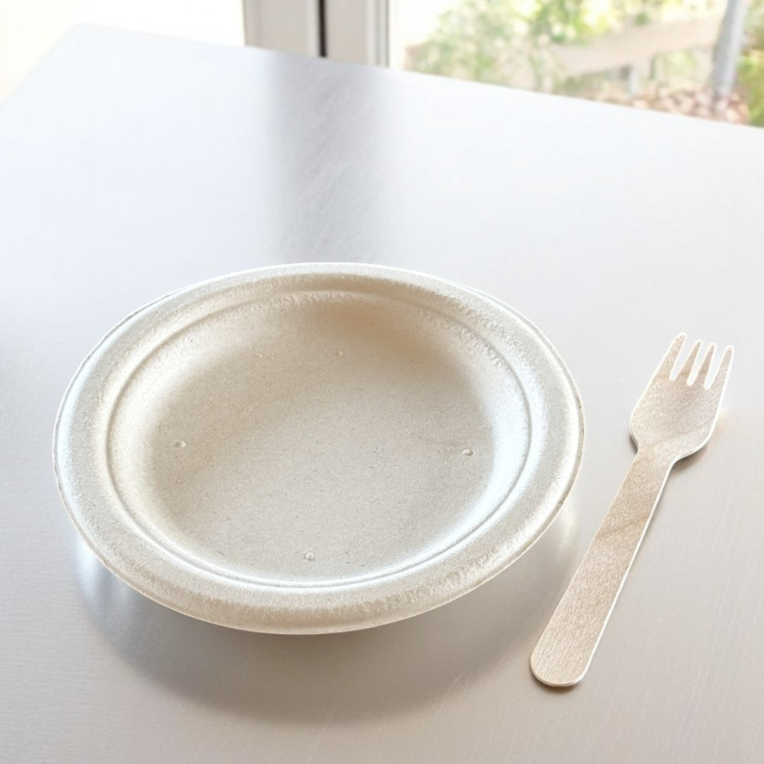 Bagasse 7" Round Plate Diam.175mm - Propus Packaging