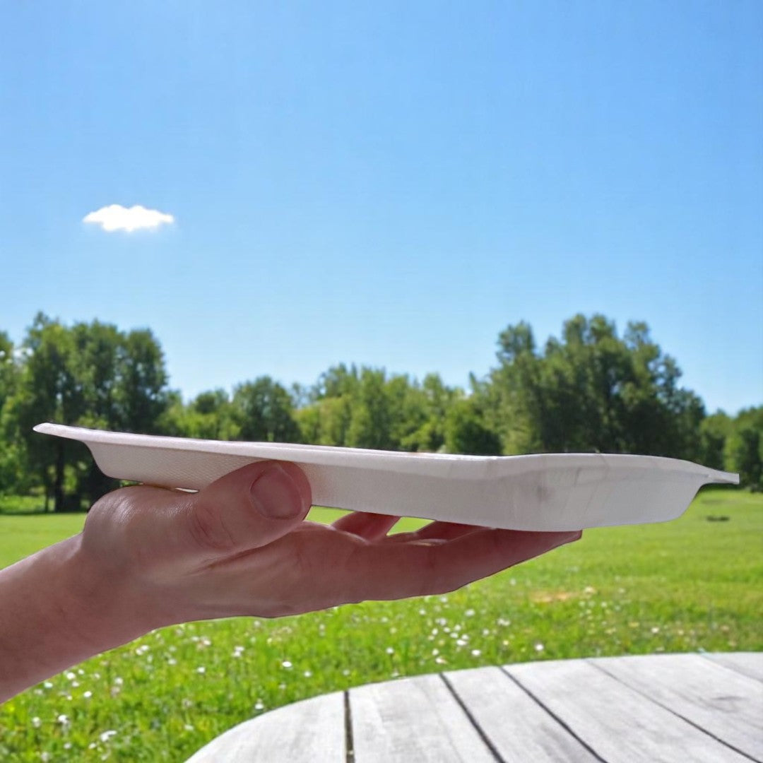 Bagasse Food Tray 240x165x20mm In Hand - Propus Packaging