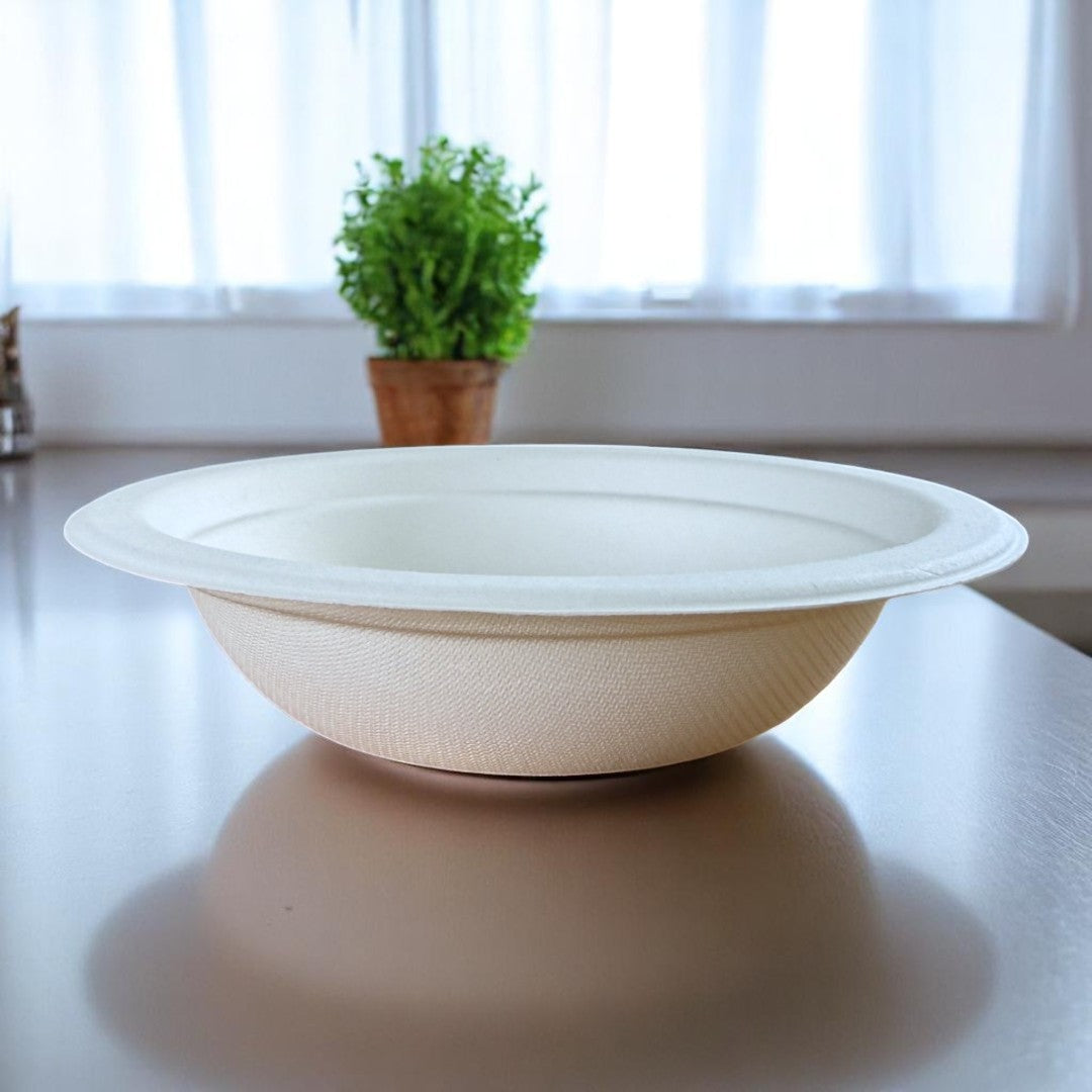 Bagasse 12oz Round Bowl Side View - Propus Packaging