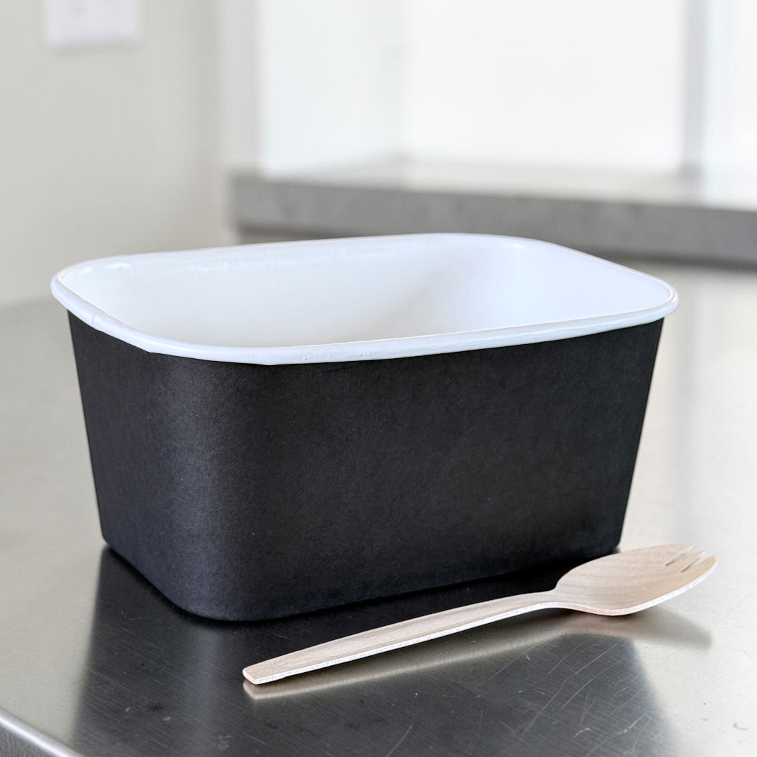Black 1000ml Rectangular Bowl Side - Propus Packaging