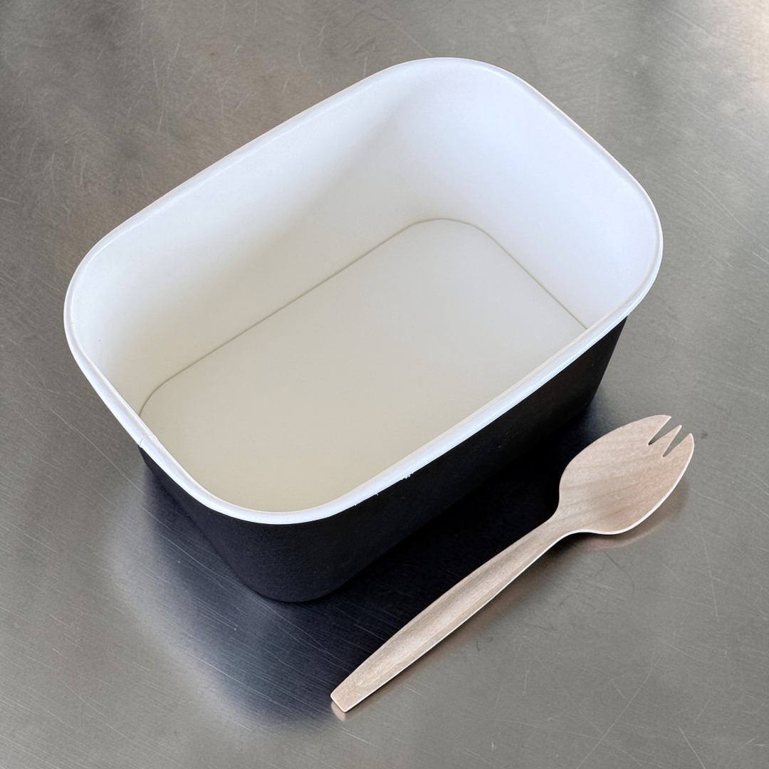 Black 1000ml Rectangular Bowl Overhead - Propus Packaging