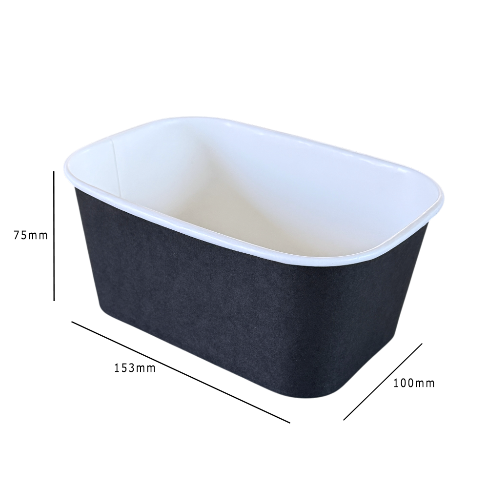 Black 1000ml Rectangular Bowl Dimensions - Propus Packaging
