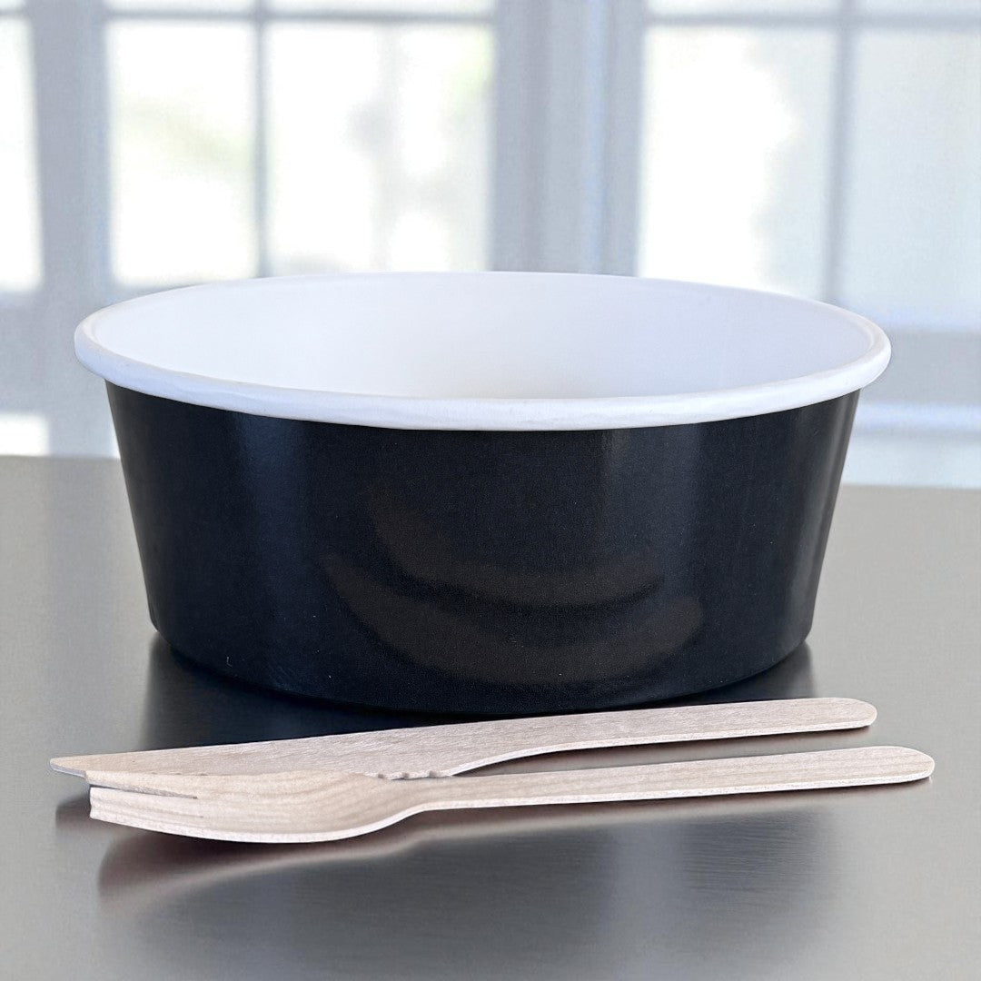 Black 1300ml Round Bowl Side - Propus Packaging