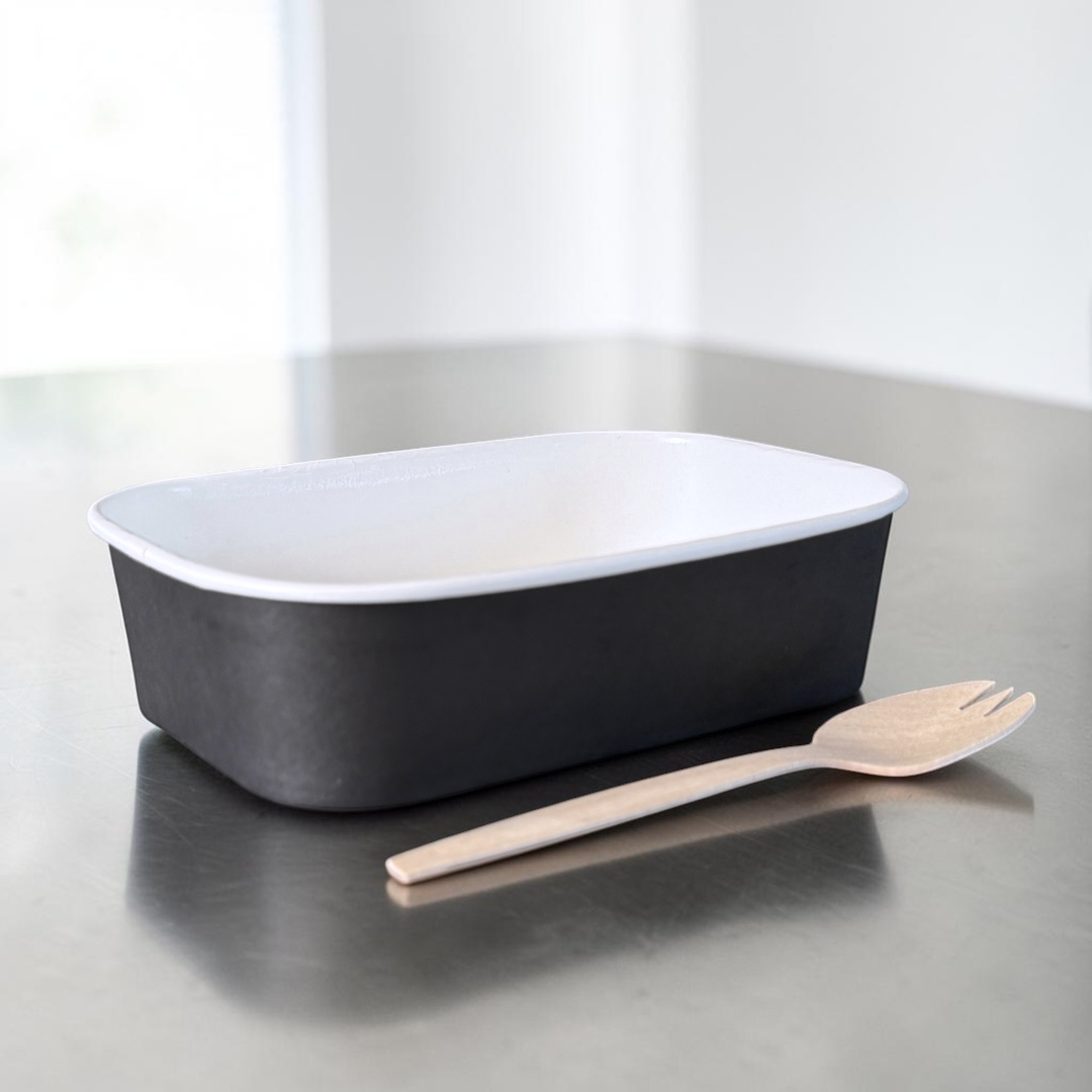 Black 500ml Rectangular Bowl Side - Propus Packaging