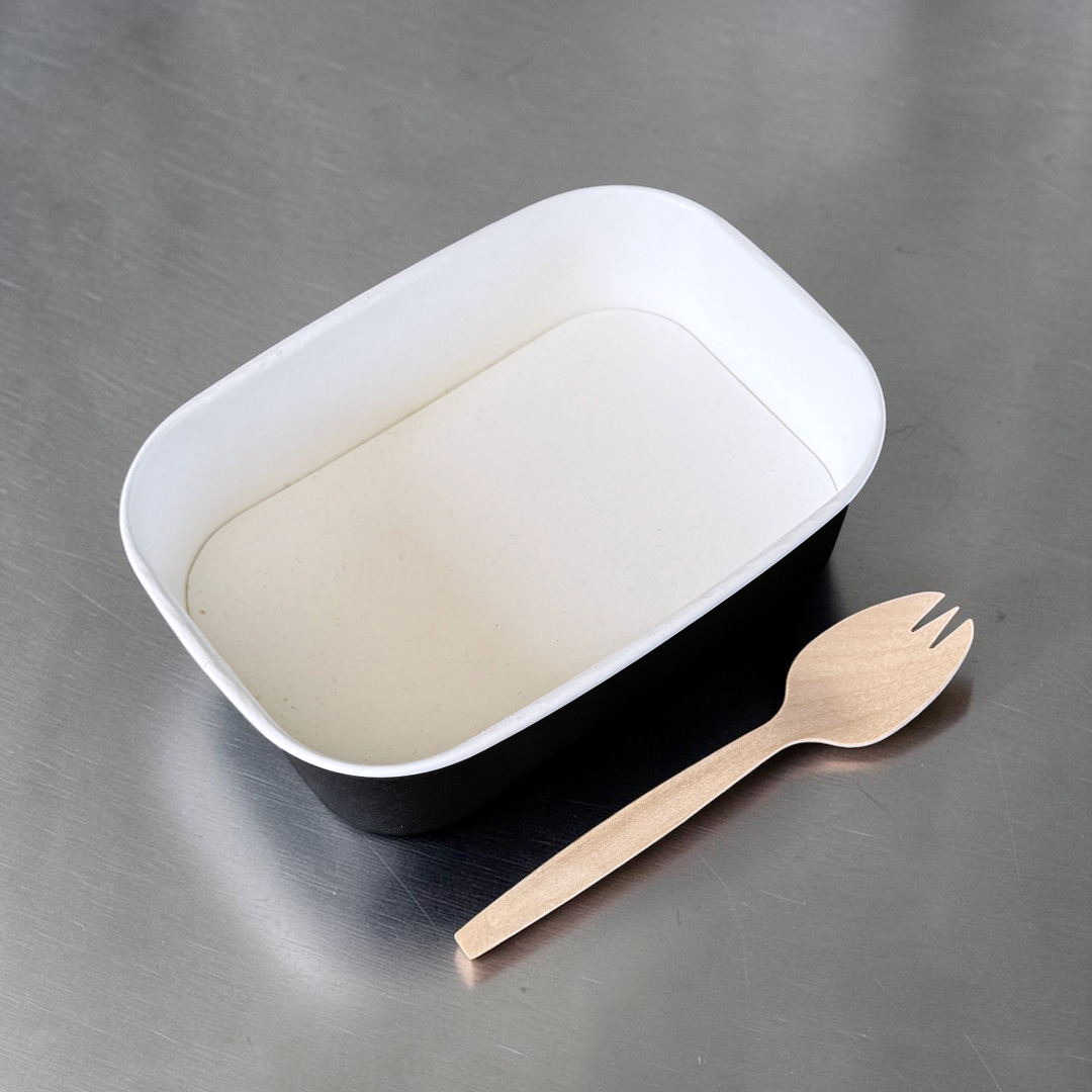 Black 500ml Rectangular Bowl Overhead - Propus Packaging