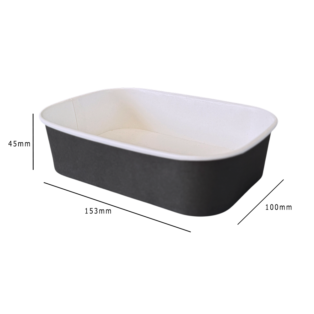 Black 500ml Rectangular Bowl Dimensions - Propus Packaging