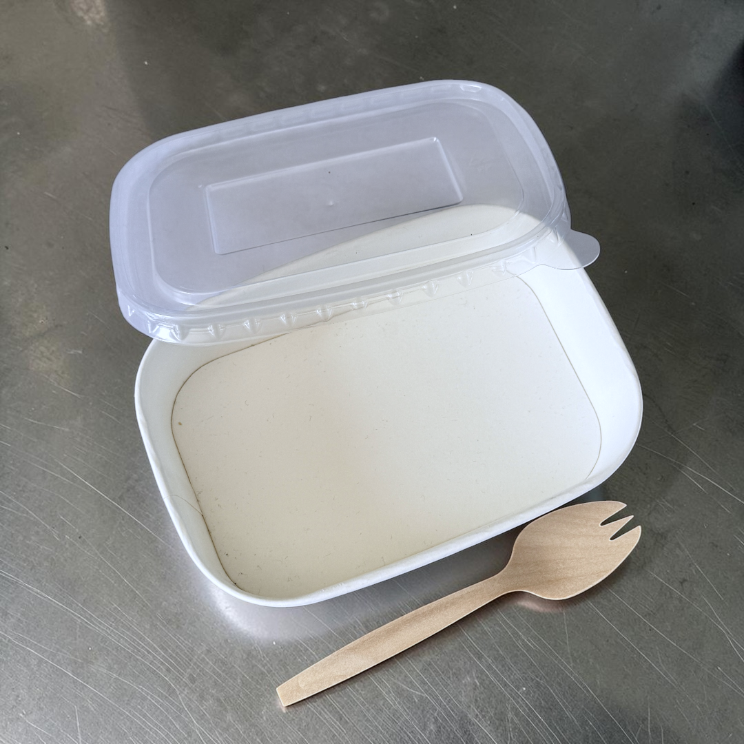 Black 500ml Rectangular Bowl With Clear PP Lid Overhead - Propus Packaging