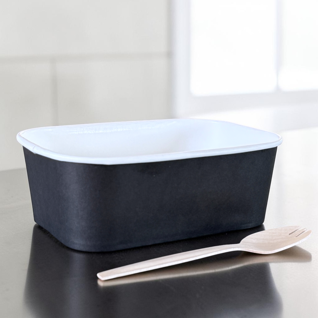 Black 750ml Rectangular Bowl Side - Propus Packaging 