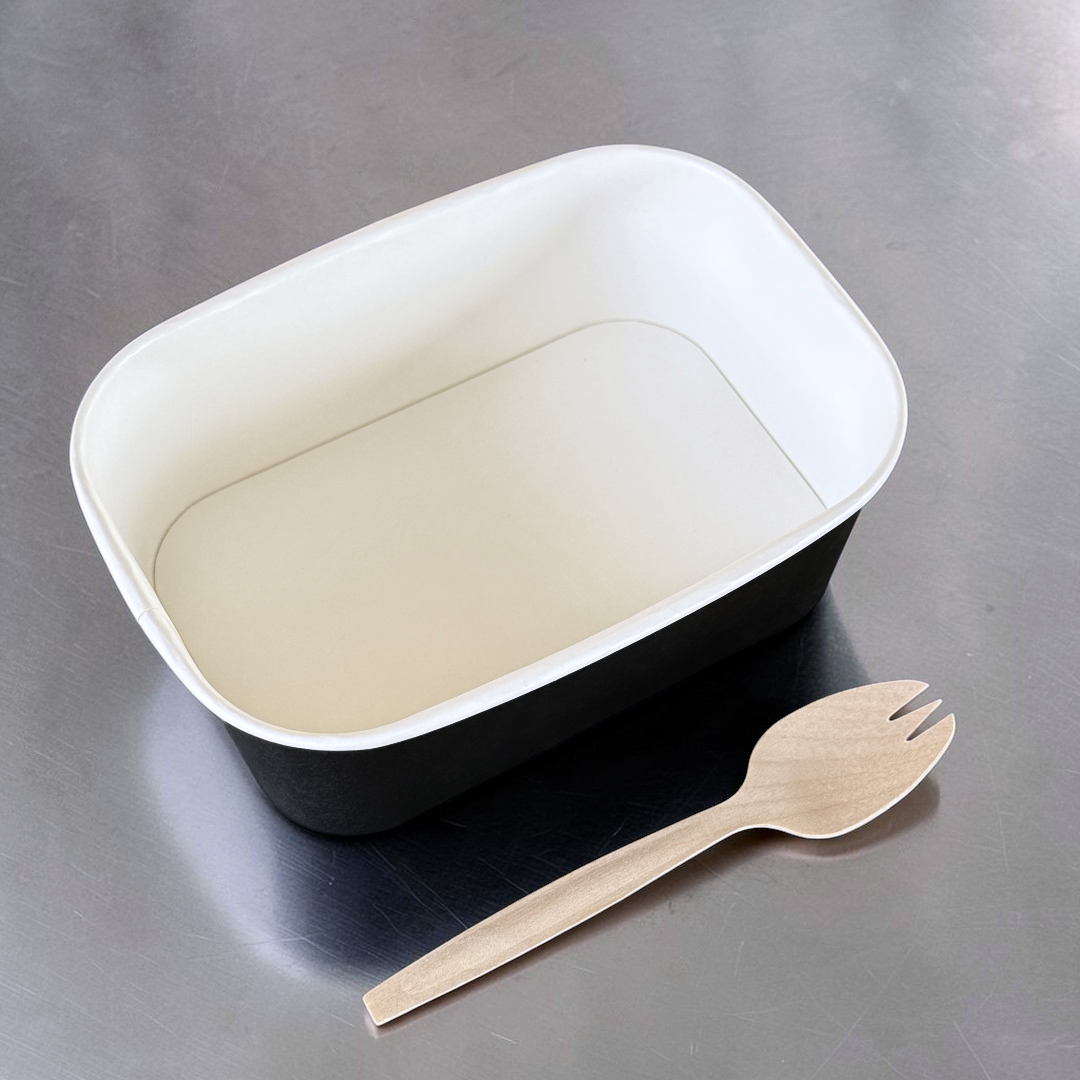 Black 750ml Rectangular Bowl Overhead - Propus Packaging 