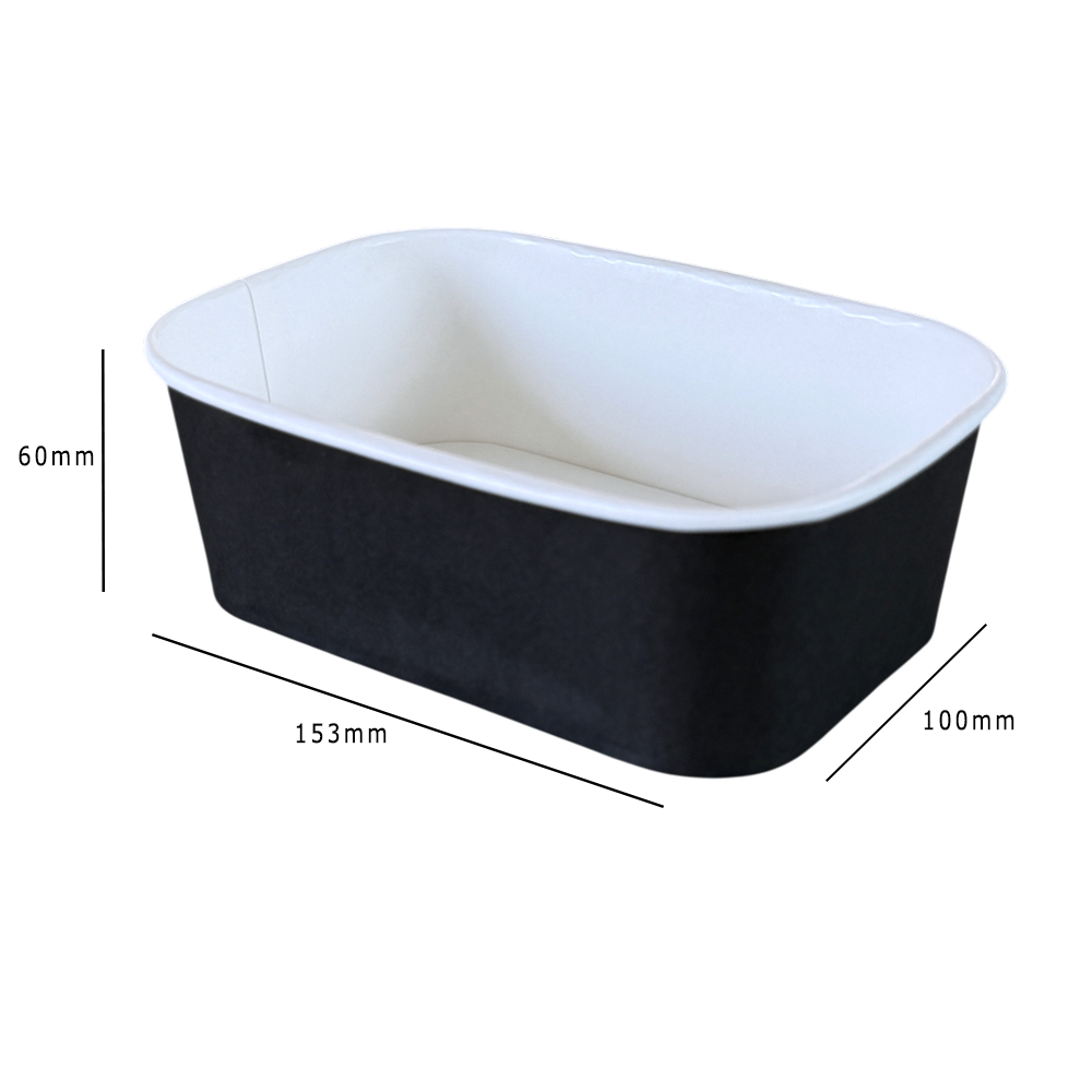 Black 750ml Rectangular Bowl Dimensions - Propus Packaging 