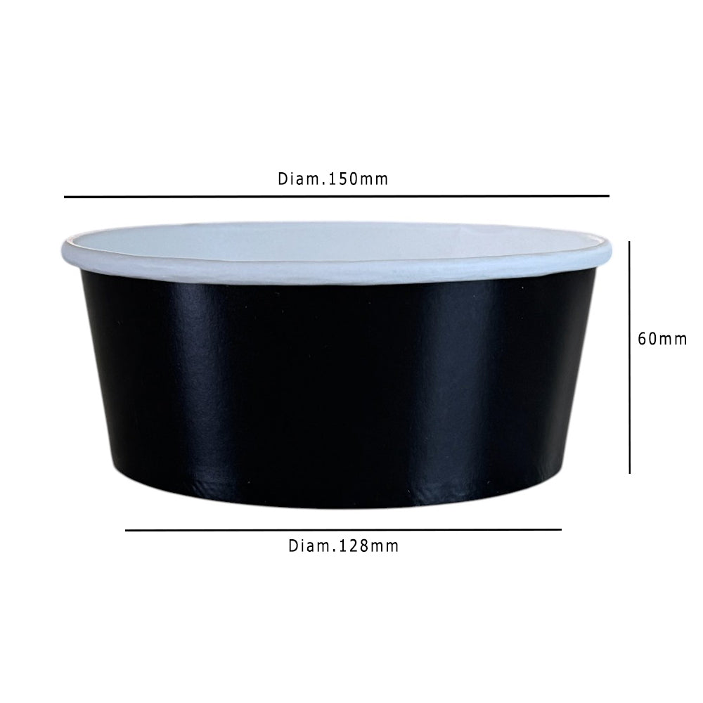 Black 750ml Round Bowl Dimensions - Propus Packaging