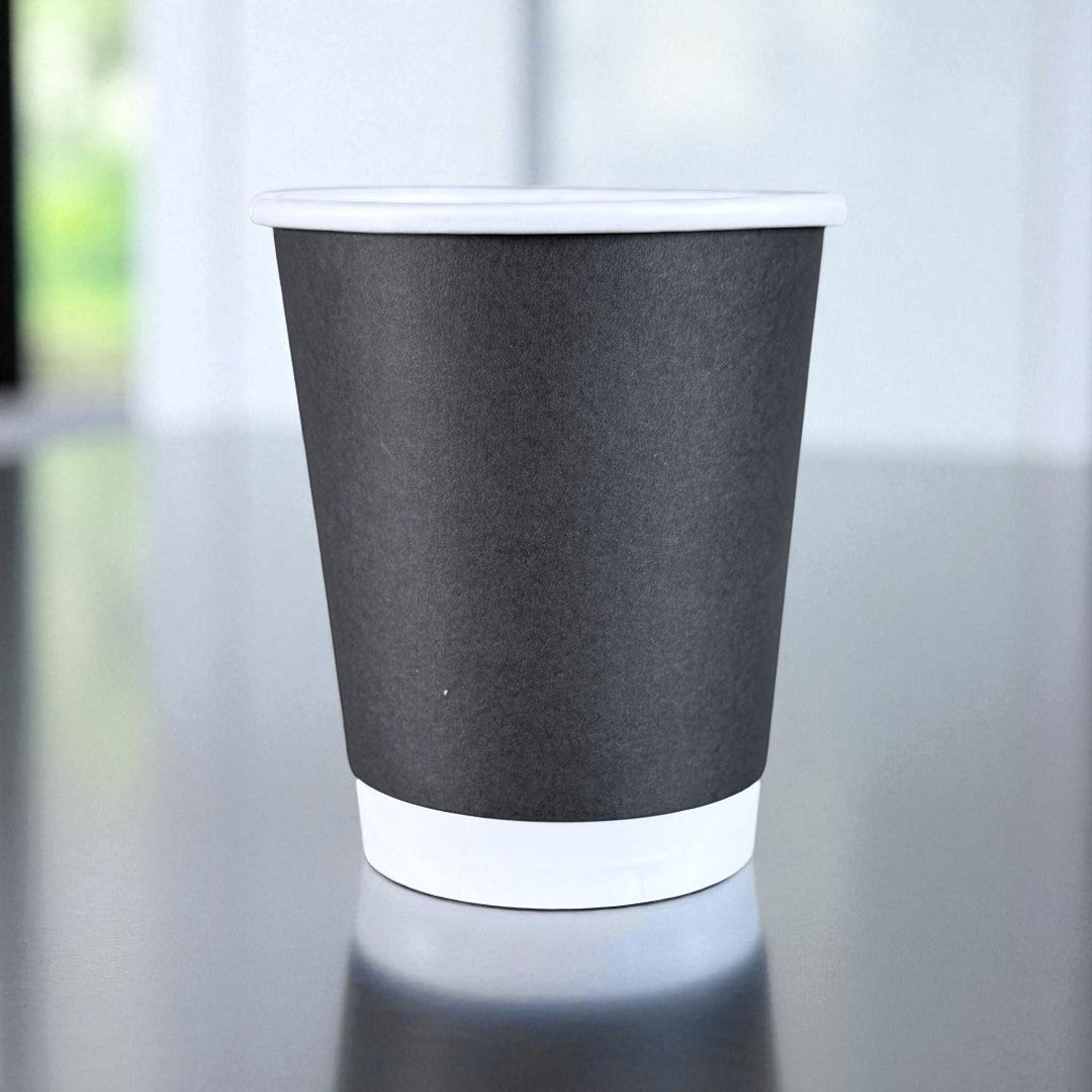 Black 8oz Double Wall Paper Cup Side - Propus Packaging
