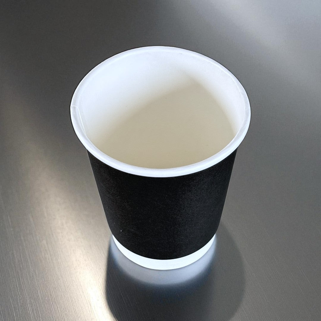 Black 8oz Double Wall Paper Cup Overhead - Propus Packaging