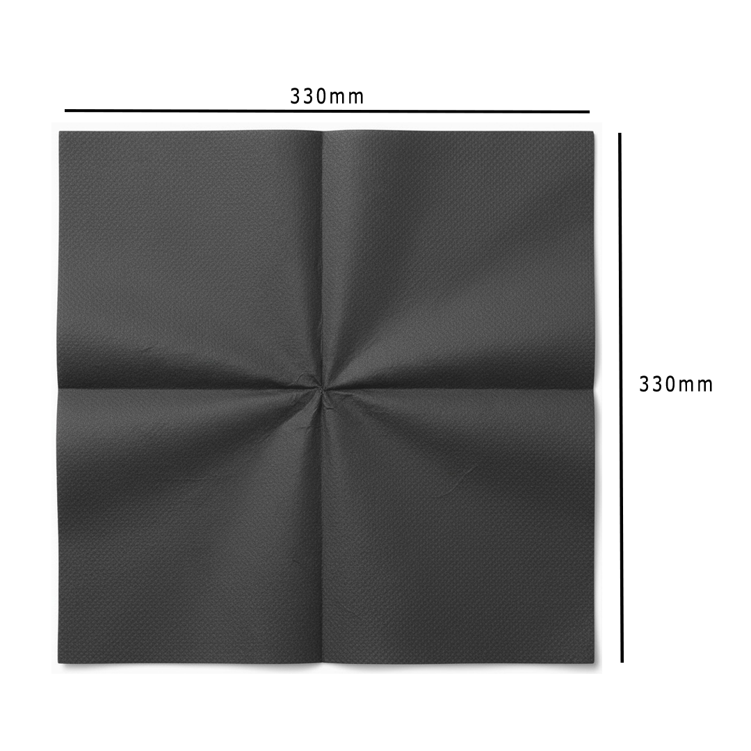 Black Paper Napkin 2-Ply 33x33cm 4 Fold Dimensions- Propus Packaging