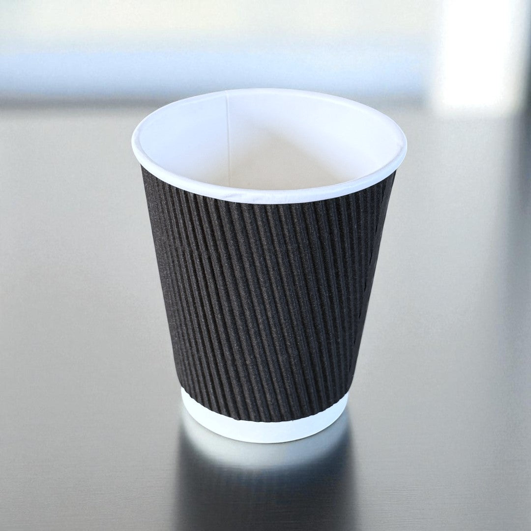 Black Ripple Wall 8oz Paper Cup - Propus Packaging