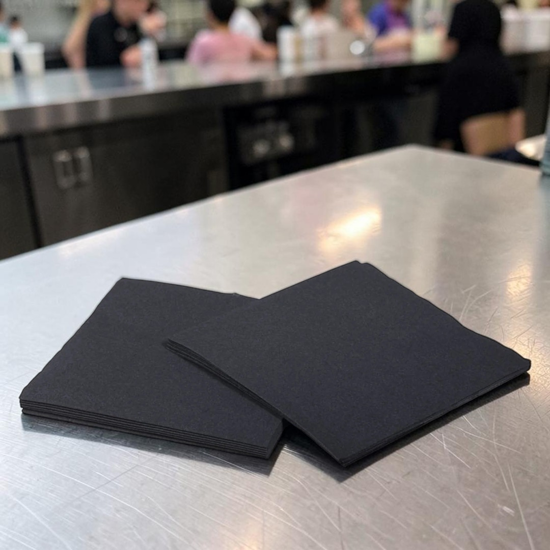 Black 2-Ply Cocktail Napkin 25x25cm Singles - Propus Packaging