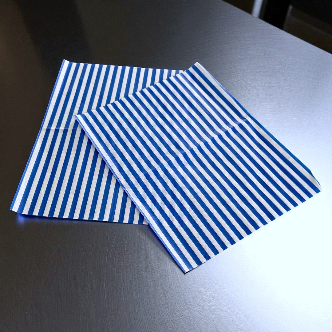 Blue Stripe Greaseproof Burger Wrap Sheets 250x320mm - Propus Packaging