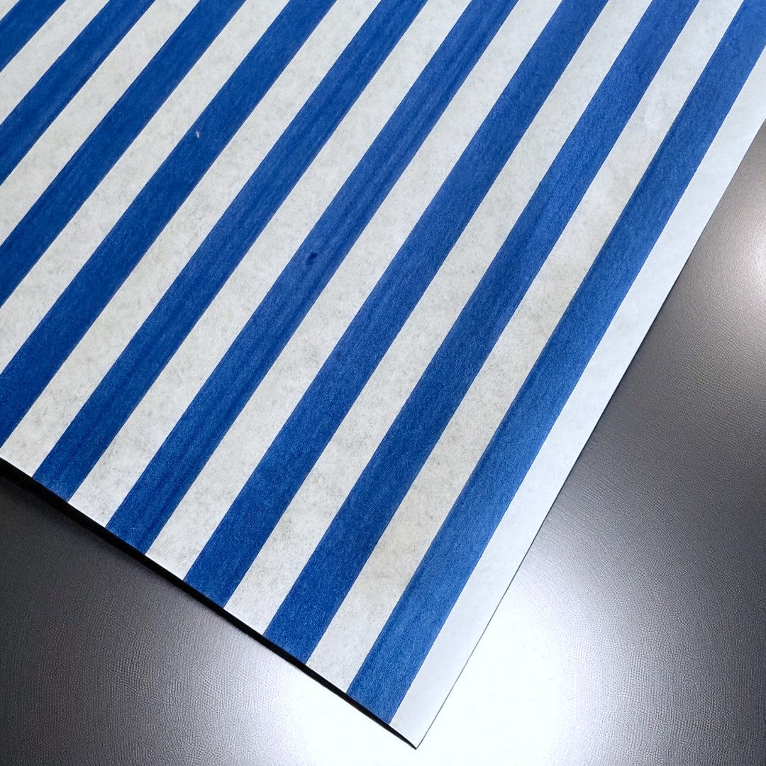 Blue Stripe Greaseproof Burger Wrap Sheets 250x320mm Close Up - Propus Packaging