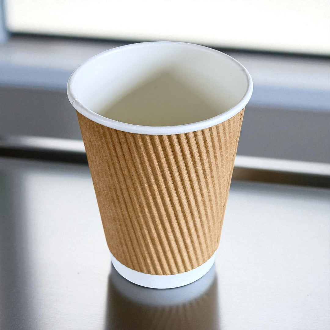 Brown Ripple Wall 12oz Paper Cups - Propus Packaging