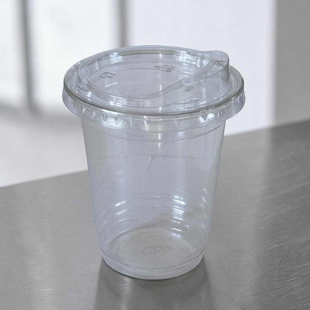 Clear 12oz Smoothie Cups With Clear Flat Sip Lid Lifestyle - Propus Packaging